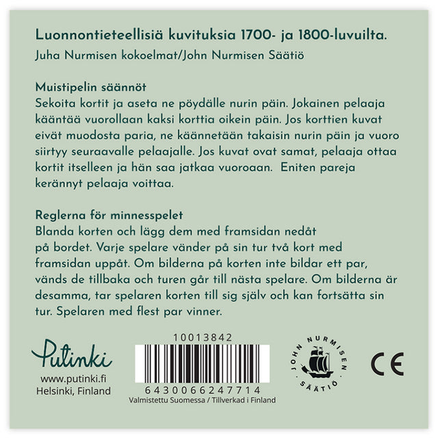 Peliohjeet löytyvät sekä suomeksi että ruotsiksi.