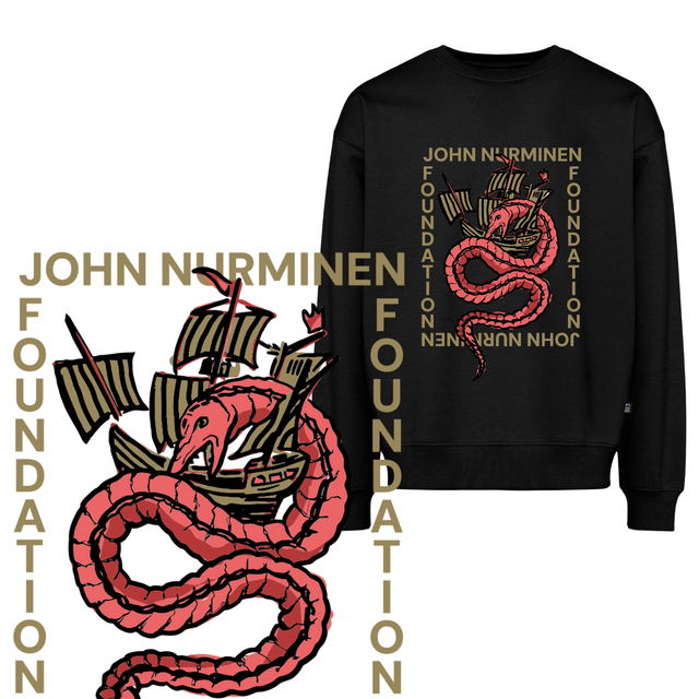 Merihirviö-printti on taitelija Rasmus Tikkasen suunnittelema