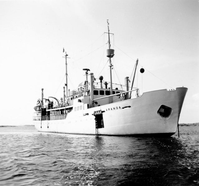 Merentutkimusalus Aranda 1950-luvun lopulla. Kuvaaja: Ilpo Niemi. Kuva: Forum Marinumin kuvakokoelma.